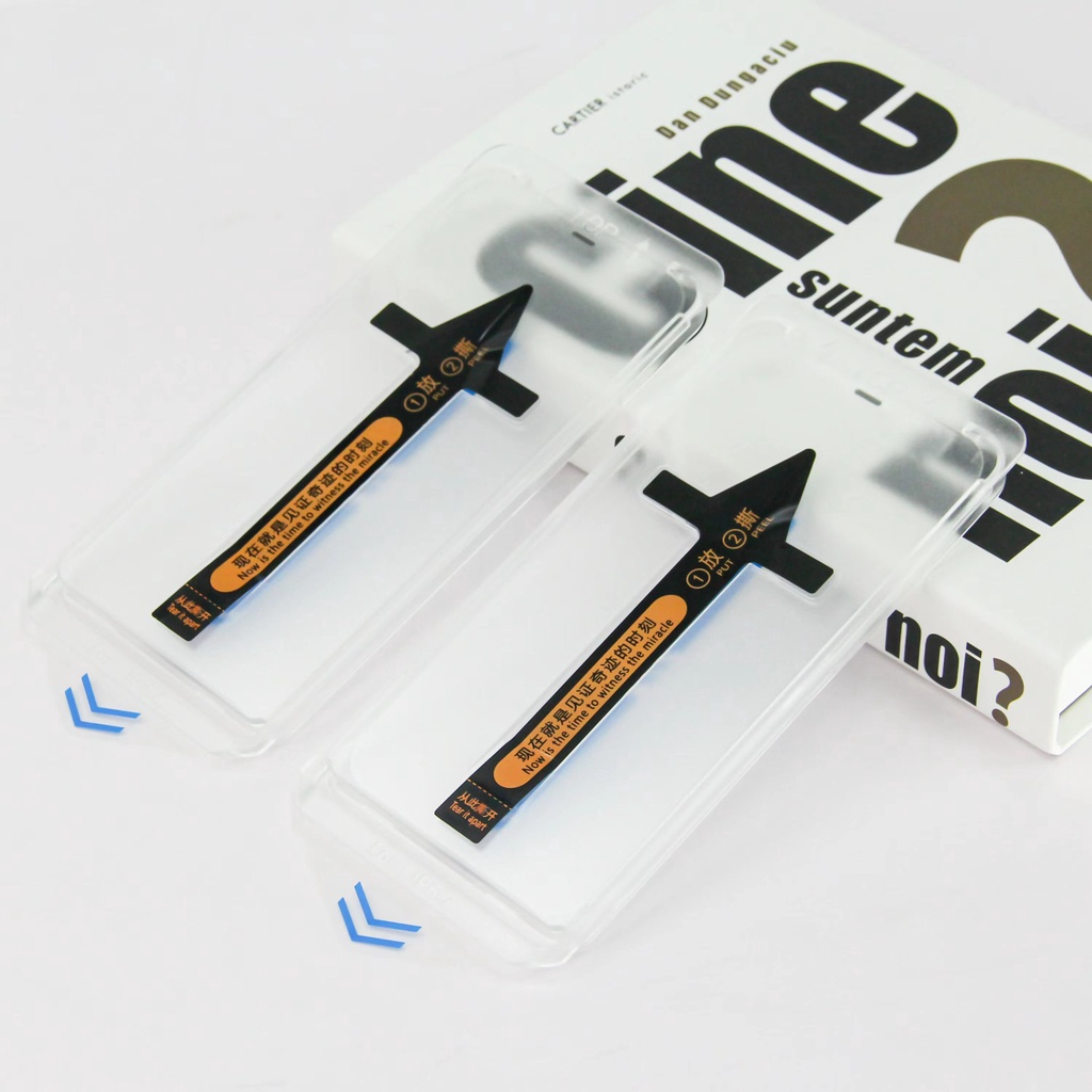 Kính cường lực iphone Magicbox Black Arrow tự hút bụi, có khung tự dán và bảo vệ màng loa