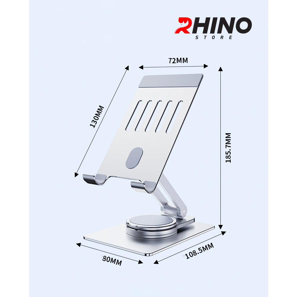 Kệ đỡ điện thoại, ipad 360° Rhino KP303, giá đỡ nhôm cao cấp để bàn tiện lợi có thể gấp gọn