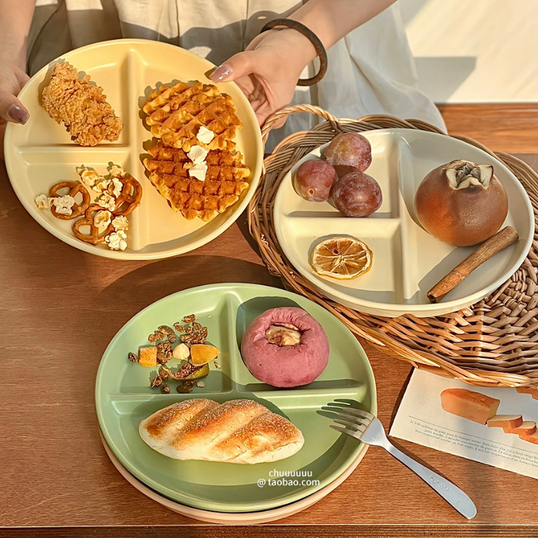 Đĩa Sứ, Khay Sứ Chia Ngăn Ba Ô Ăn Sáng Tiện Dụng, Chia Khẩu Phần Ăn Eatclean Phong Cách Hàn Quốc - Dearmyroom