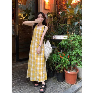 [Order] Váy Maxi dáng dài ba lỗ họa tiết kẻ Caro hàng QCCC