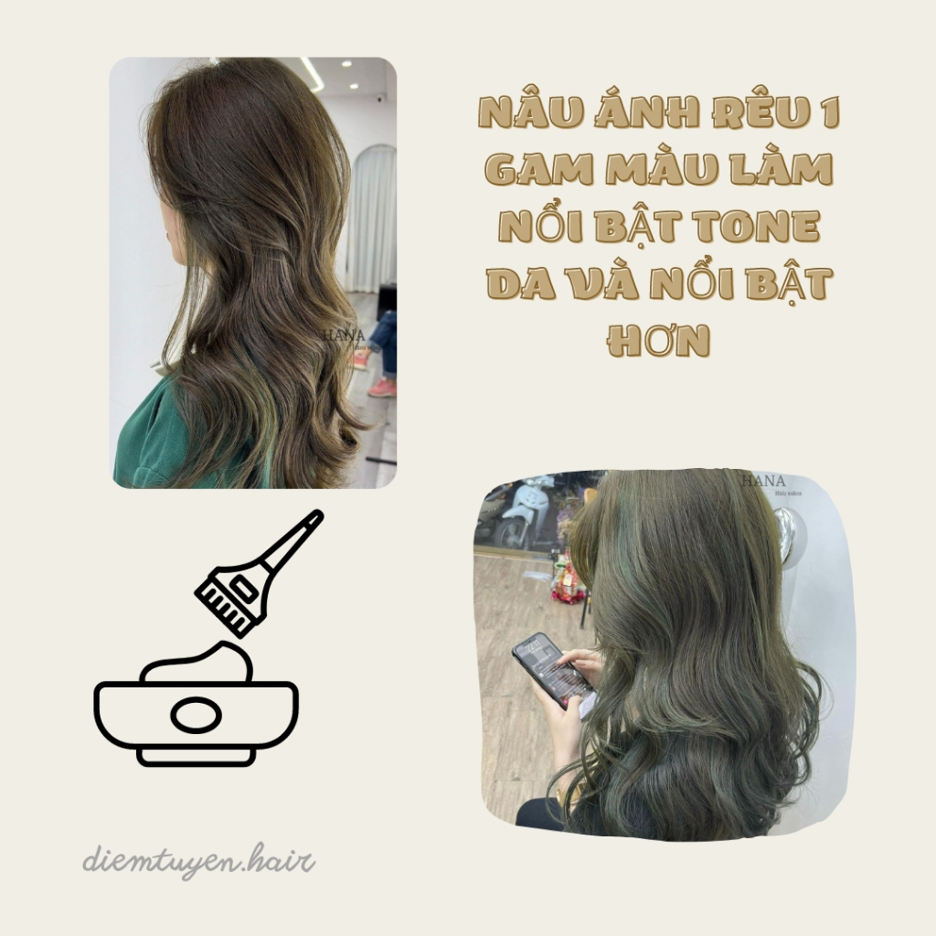 Thuốc nhuộm màu NÂU ÁNH RÊU, màu nhuộm không tẩy | diemtuyen.hair