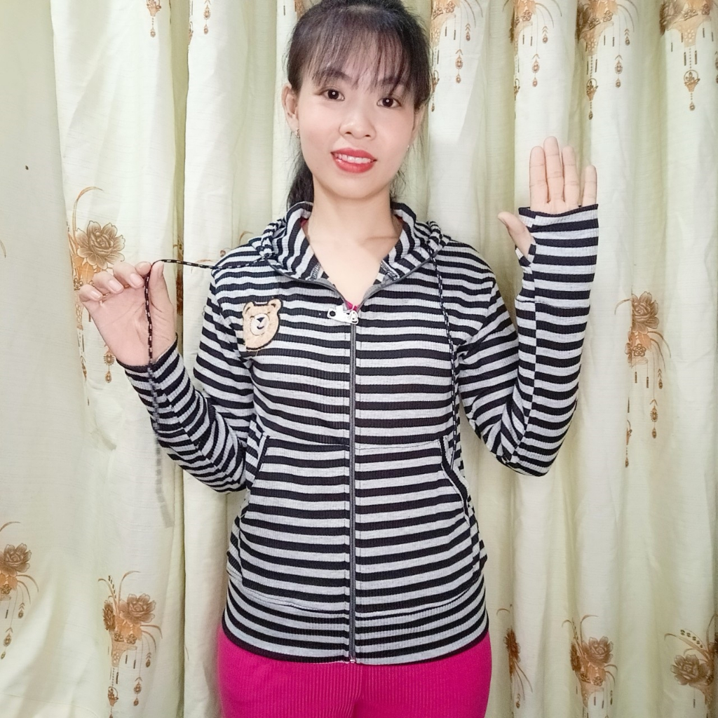 ÁO KHOÁC THUN GÂN SỌC THÊU GẤU THỜI TRANG CAO CẤP HÀNG VNXK