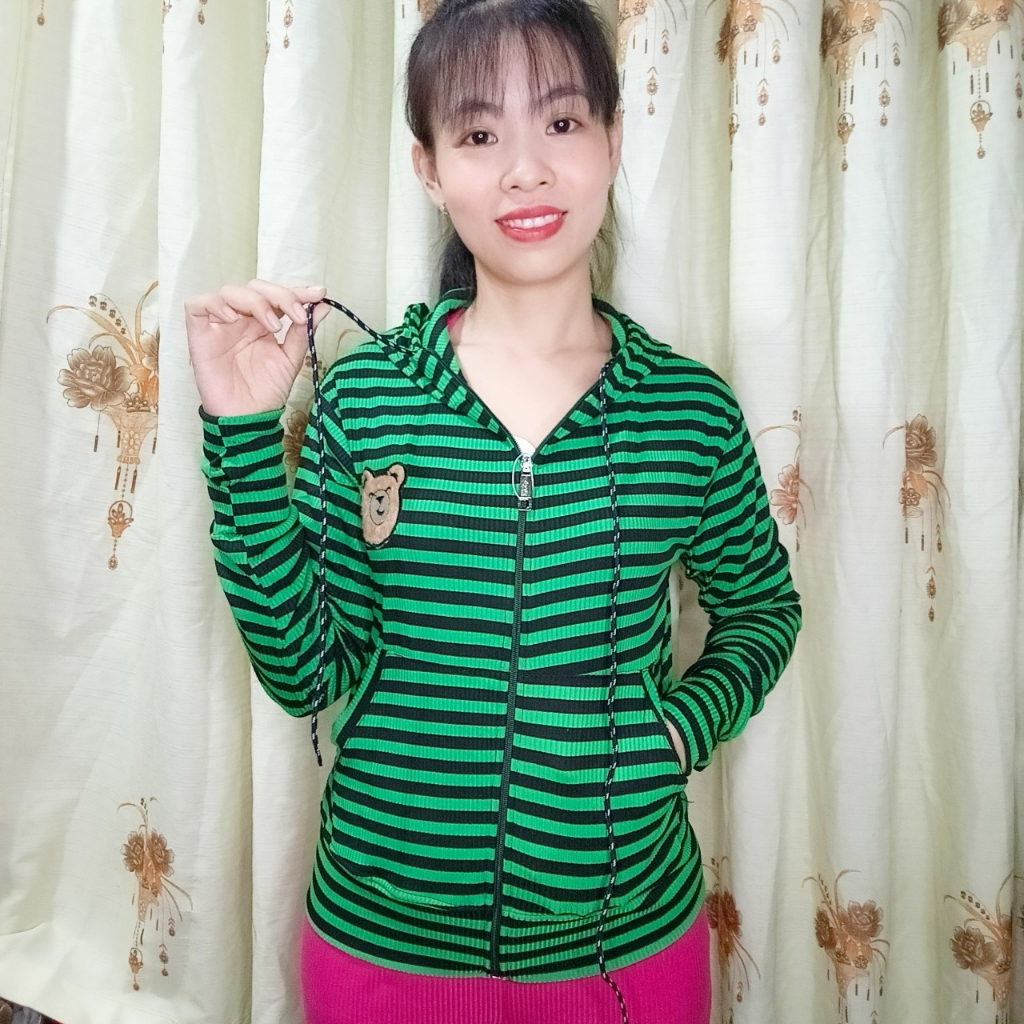 ÁO KHOÁC THUN GÂN SỌC THÊU GẤU THỜI TRANG CAO CẤP HÀNG VNXK