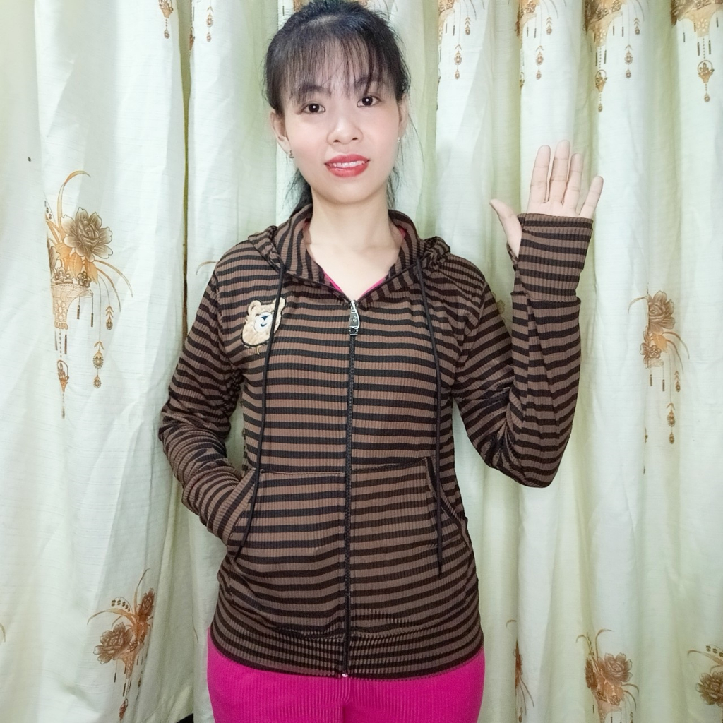 ÁO KHOÁC THUN GÂN SỌC THÊU GẤU THỜI TRANG CAO CẤP HÀNG VNXK