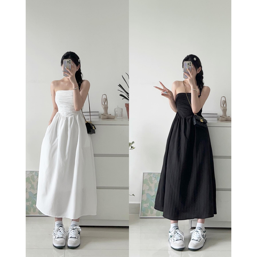 Váy hai dây maxi, đầm maxi dúm ngực lưng chun co giãn from_girls - V209 | BigBuy360 - bigbuy360.vn