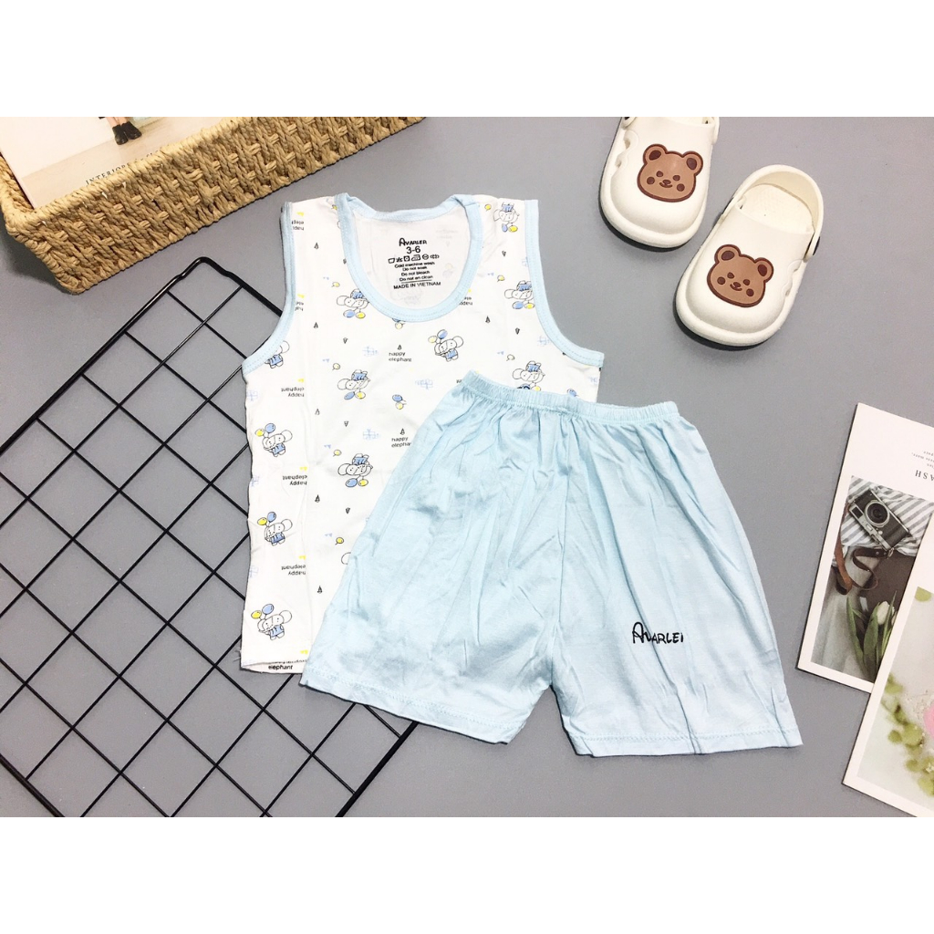 Bộ ba lỗ sát nách cho bé sơ sinh AVALER chất thun lạnh túi zip cực mềm mát phù hợp với trẻ em 4-15kg