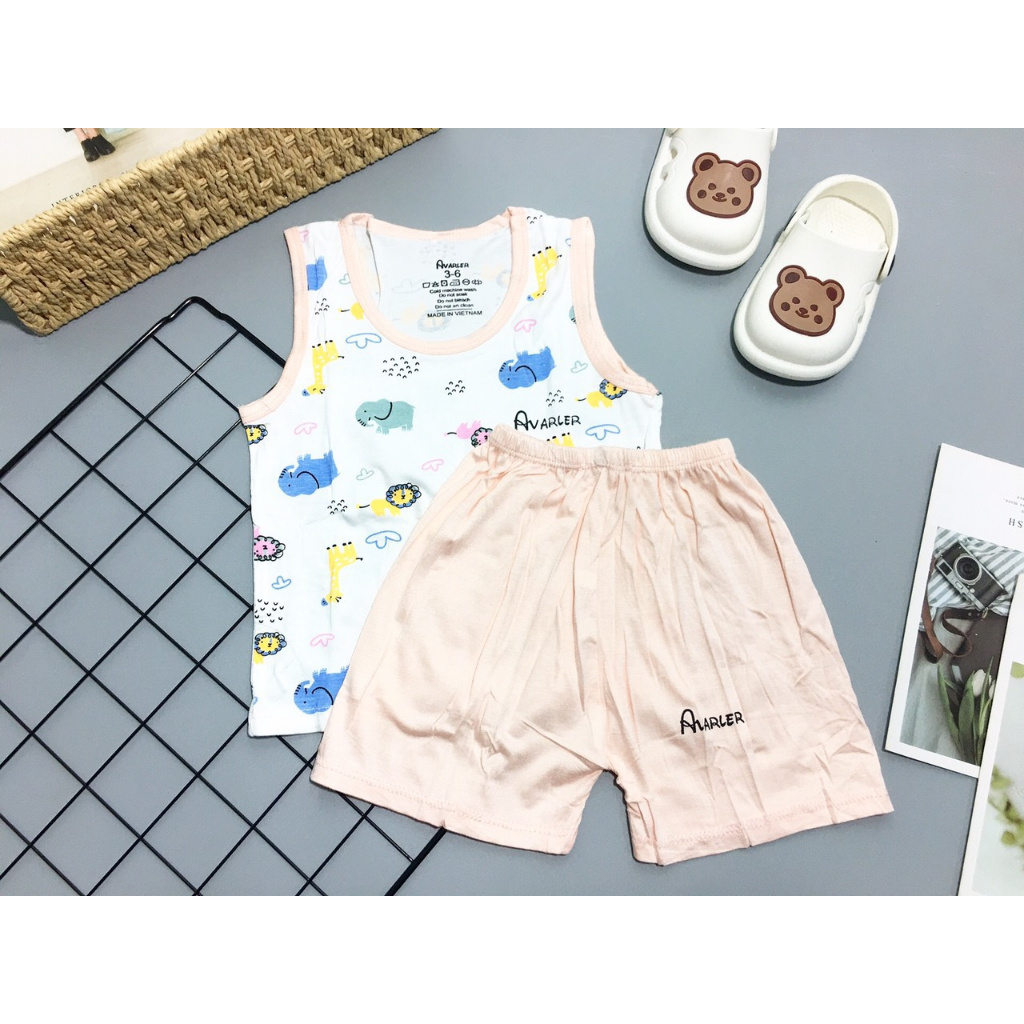 Bộ ba lỗ sát nách cho bé sơ sinh AVALER chất thun lạnh túi zip cực mềm mát phù hợp với trẻ em 4-15kg