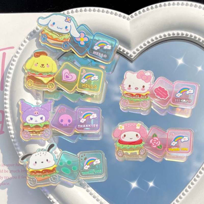 Kẹp tóc hoạt hình Sanrio Kuromi Melody Cinnamoroll Kitty Pochacco Pompurin dễ thương