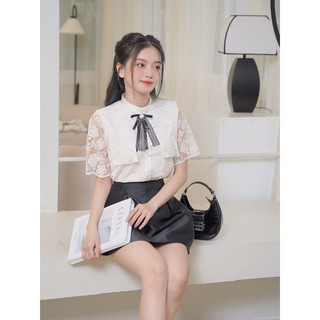 POPPY SHIRT - Áo sơ mi ren cổ đứng có lót dày dặn thiết kế by lepebylinh