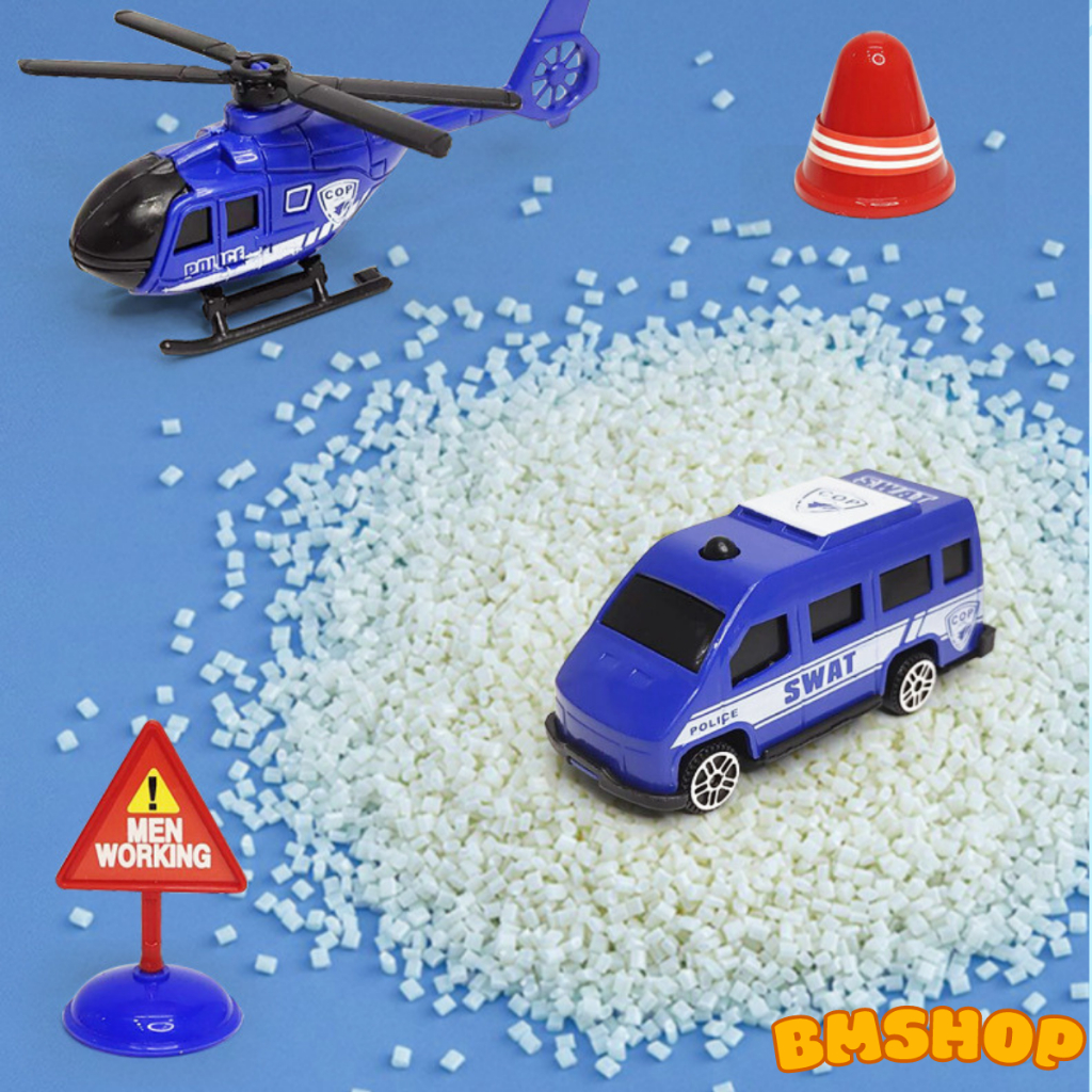 Bãi đậu xe mô hình kết hợp hạ cánh máy bay trực thăng hai tầng nhựa ABS an toàn cho bé