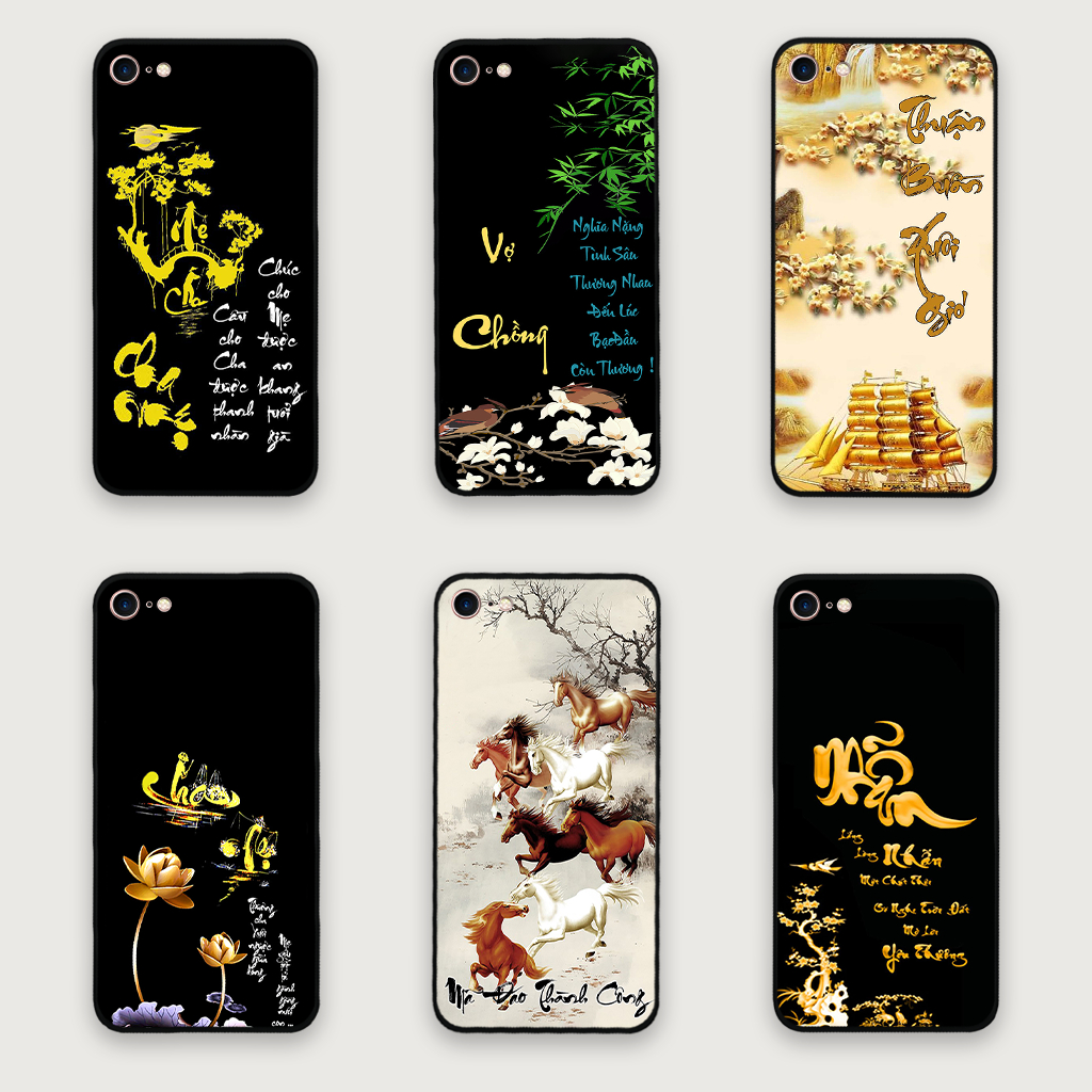 Ốp lưng Iphone 5/ 5S/ 6/ 6S/ 6 Plus/ 6s Plus/ 7/ 8/ se 2020 in hình chữ cha mẹ, chữ thư pháp phong thuỷ