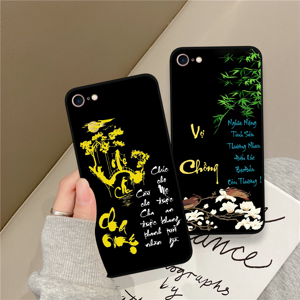 Ốp lưng Iphone 5/ 5S/ 6/ 6S/ 6 Plus/ 6s Plus/ 7/ 8/ se 2020 in hình chữ cha mẹ, chữ thư pháp phong thuỷ