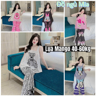 Đồ ngủ mặc nhà 2 dây quần dài lụa cao cấp mềm mịn