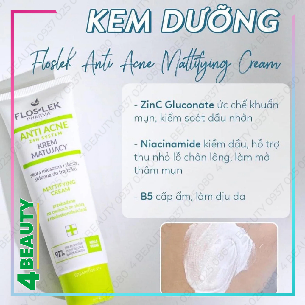 Kem Dưỡng Ẩm Và Kiểm Soát Dầu Floslek Anti Acne Mattifying Cream