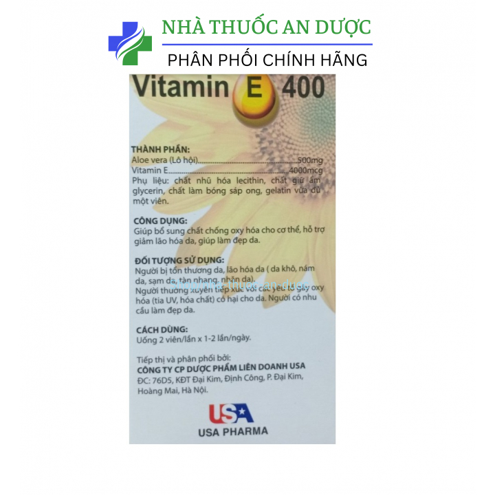 Viên uống đẹp da Vitamin E 400, tinh dầu lô hội làm đẹp da, chống lão hóa, làm đẹp từ thiên nhiên, Doctor Recommended Br