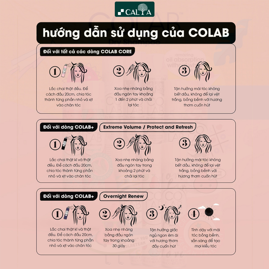 Dầu Gội Khô Colab, Sạch Dầu Nhờn Tức Thì, Giúp Tóc Bồng Bềnh - Colab Dry Shampoo 200ml