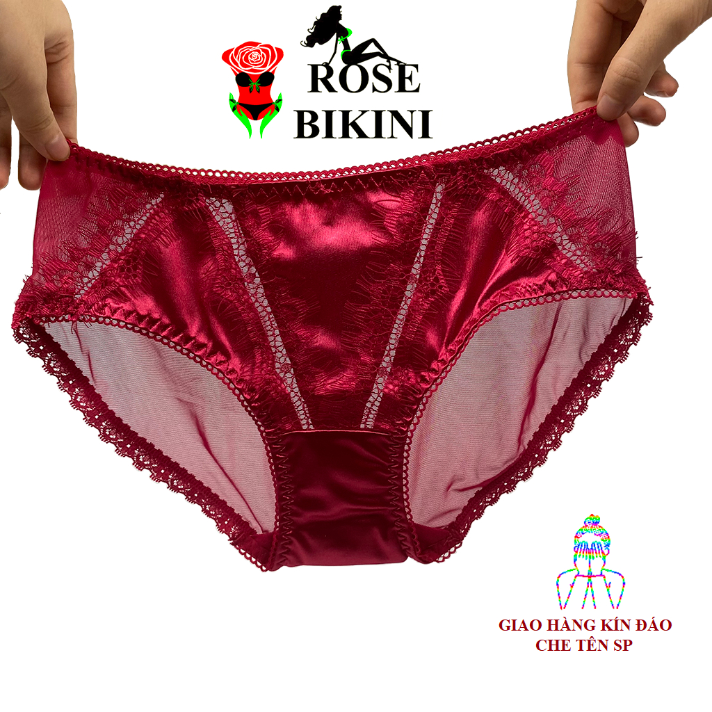 Quần lót nữ lụa phối ren lưới cao cấp tôn dáng gợi cảm sexy rosebikini mã R01