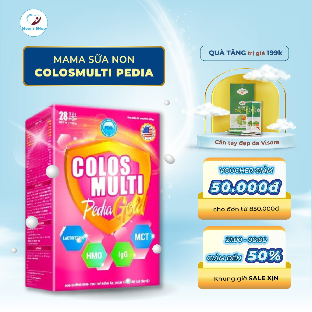 Mama Sữa Non Colosmulti Pedia Gold Chính Hãng Hộp 450g 28 gói 16g Chuyên Biệt Cho Trẻ Biếng ăn, Suy Dinh Dưỡng