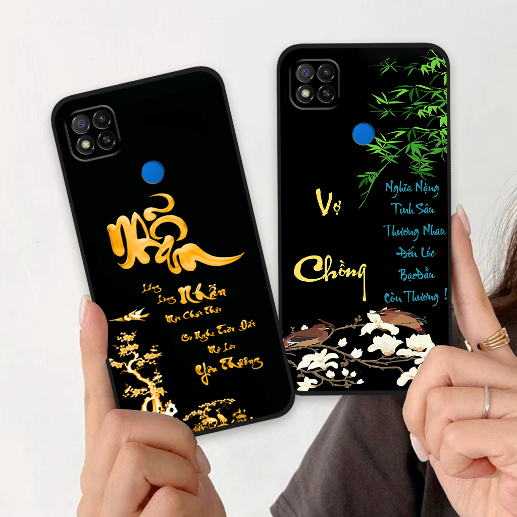 Ốp lưng Xiaomi Redmi 9C in hình chữ cha mẹ, chữ thư pháp phong thuỷ