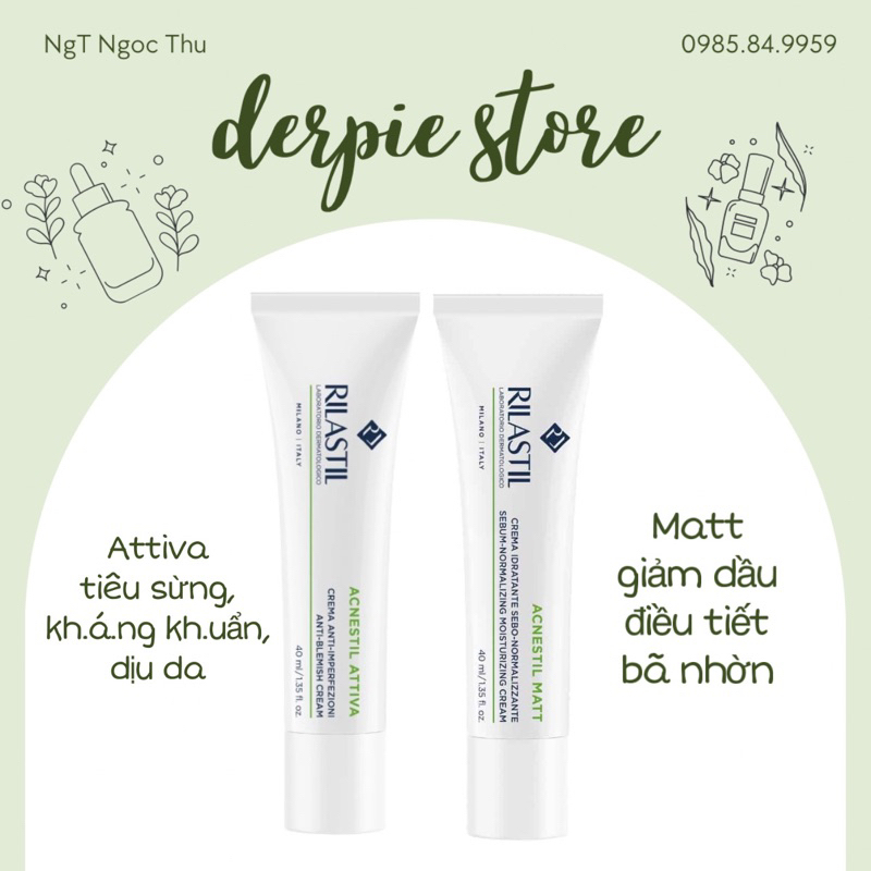 Kem dưỡng Rilastil Acnestil Matt - Attiva điều tiết bã nhờn - tiêu sừng kháng khuẩn