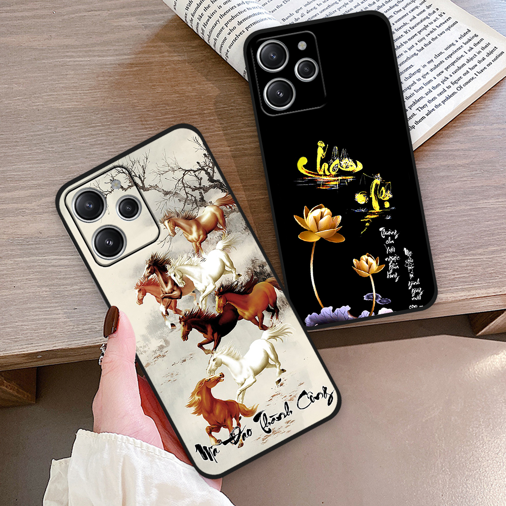 Ốp lưng Xiaomi Redmi 12 in hình chữ cha mẹ, chữ thư pháp phong thuỷ