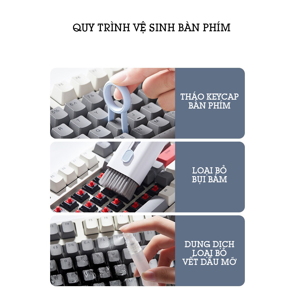 Bộ Dụng Cụ Vệ Sinh Laptop - Máy tính - Bàn Phím - Tai Nghe  Đa Năng 7 in 1 Siêu Nhỏ Gọn