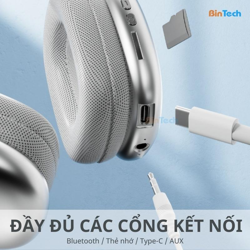 Combo tai nghe chụp tai bluetooth và dây AUX 3.5 âm thanh nổi giảm ồn thoải mái chống thấm nước có mic