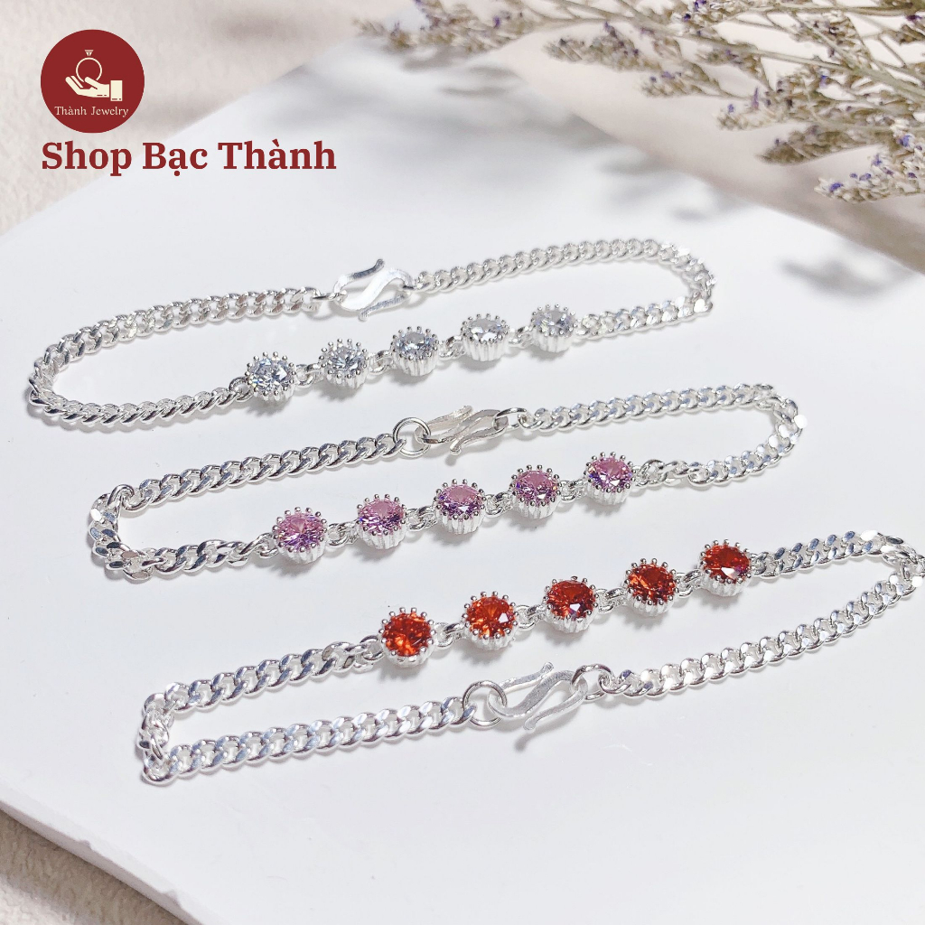 Lắc tay nữ Bạc Ta , lắc tay xích đơn mix đá siêu xinh lấp lánh (Ảnh Thật, Có Bảo Hành Làm Sáng)