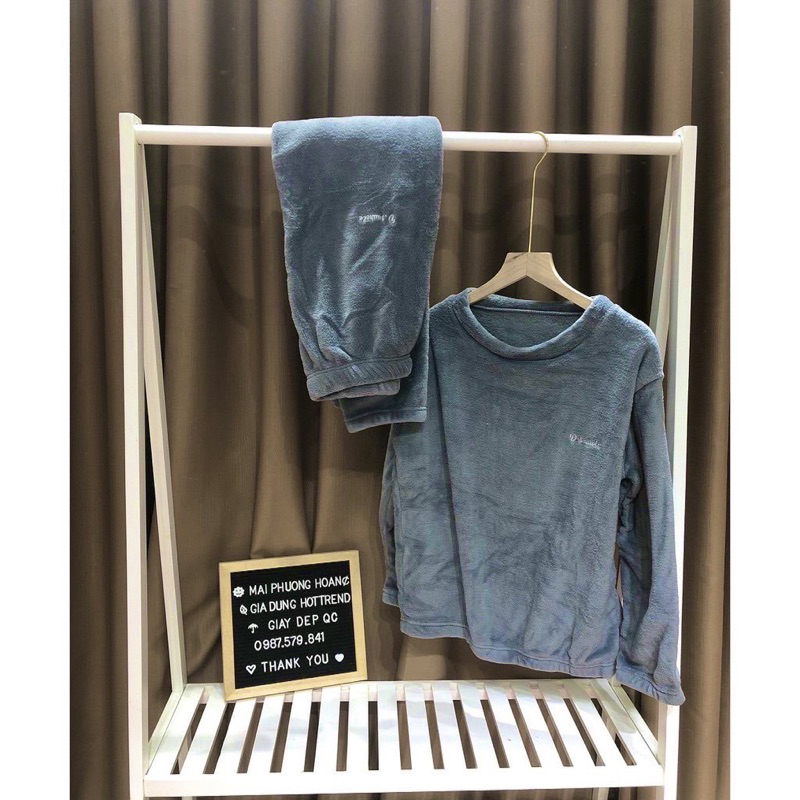 Thanh lý Bộ lông thêu chữ D.studio, bộ mặc nhà dài tay mùa đông HÀNG QUẢNG CHÂU