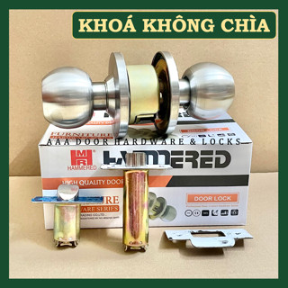 [Hammered 587] Ổ Khoá Tay Nắm Tròn Inox Nhà vệ sinh KHÔNG Chìa/ CÓ Chìa