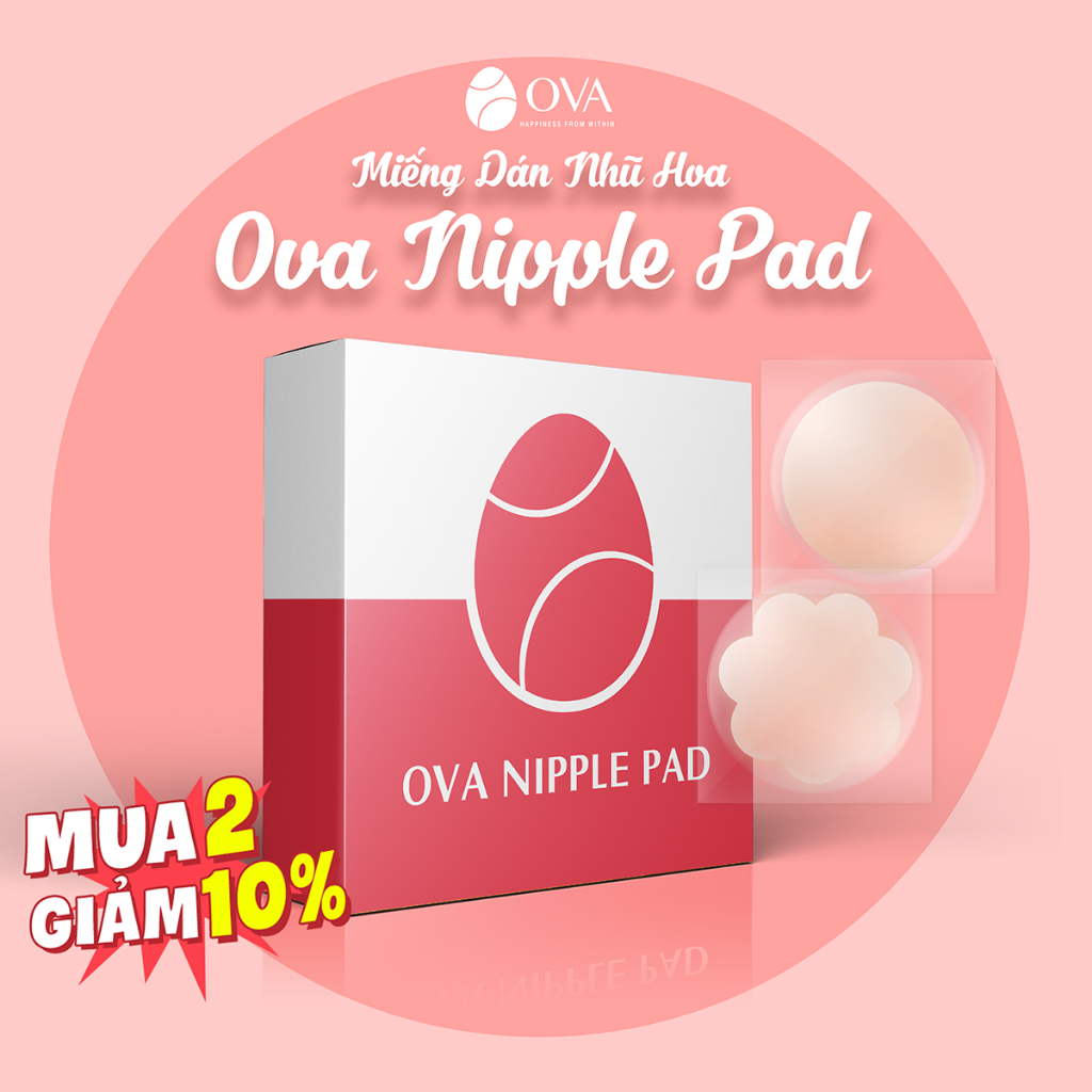 Miếng dán ngực silicone che đầu ti không lộ viền nhũ hoa, 1 cặp Ova Nipple Pads màu da siêu mỏng dính chắc tái sử dụng.