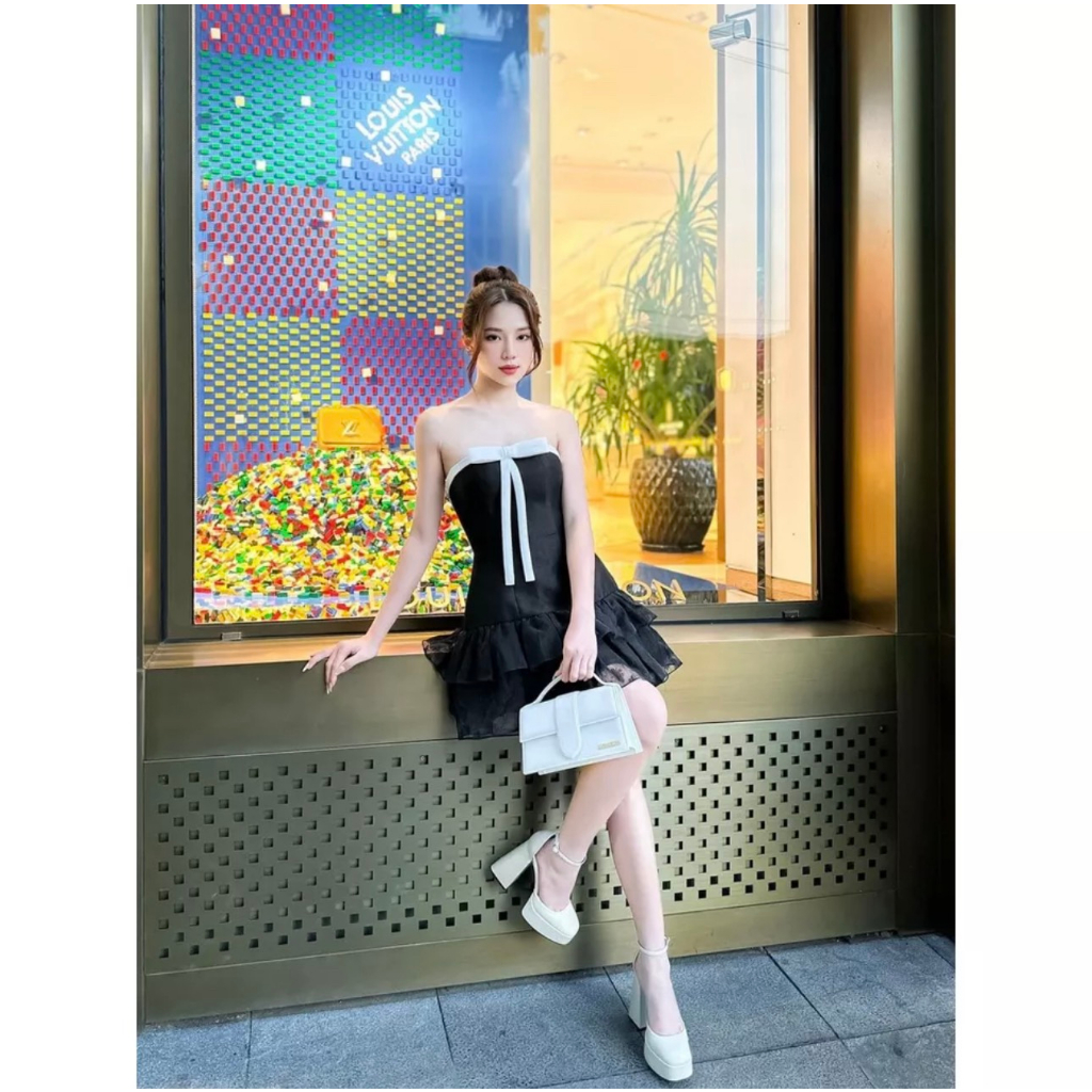 Femia Dress - Váy Tiểu Thư Quây Nơ Phối Ren Hồ Điệp