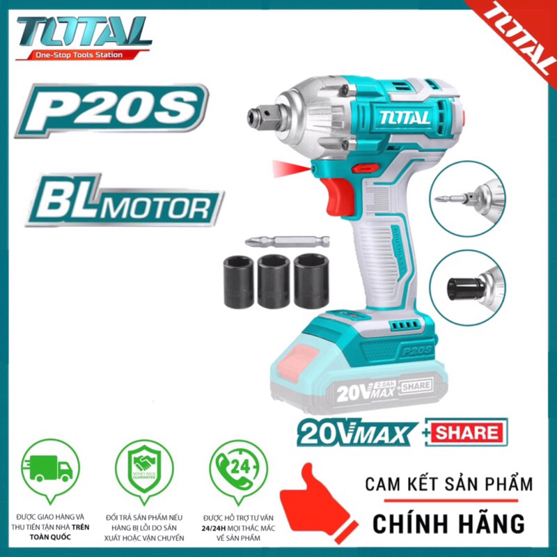 TOTAL Thân máy siết vít và siết buloong dùng pin 20V TIWLI20208
