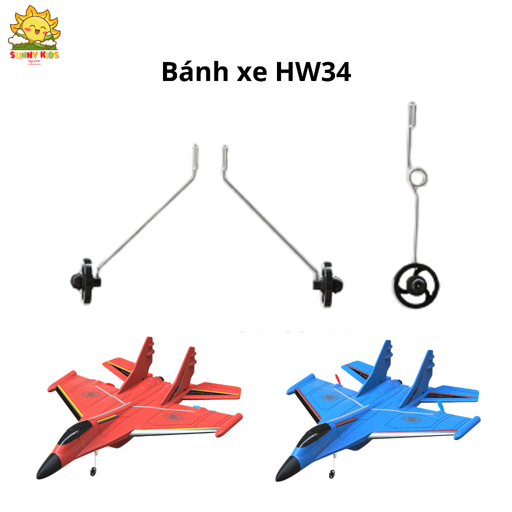 Phụ kiện Máy bay điều khiển từ xa, Cặp cánh quạt, Bánh xe máy bay HW34 và SU27, cánh đuôi Trực thăng W10 - Sunny Kids