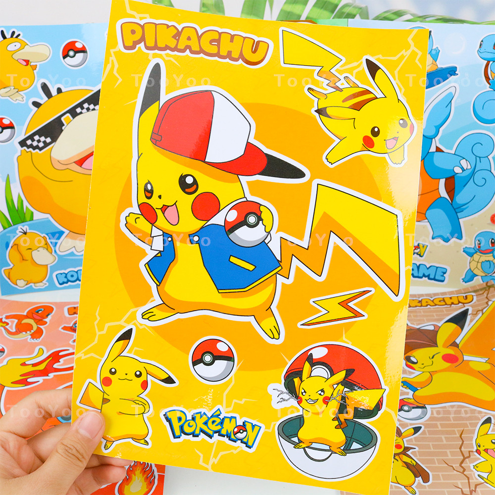 Tấm sticker Pokemon size lớn trang trí laptop, tủ lạnh, đàn guitar,... dễ thương cute TooYoo BK00130