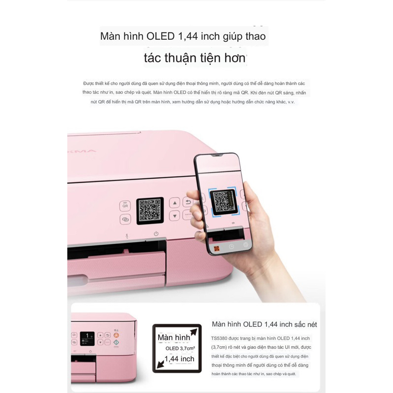 Máy In Canon PIXMA TS538 Không Dây Nhỏ Gọn Có Màn Hình OLED Phù Hợp Dùng Cho Gia Đình