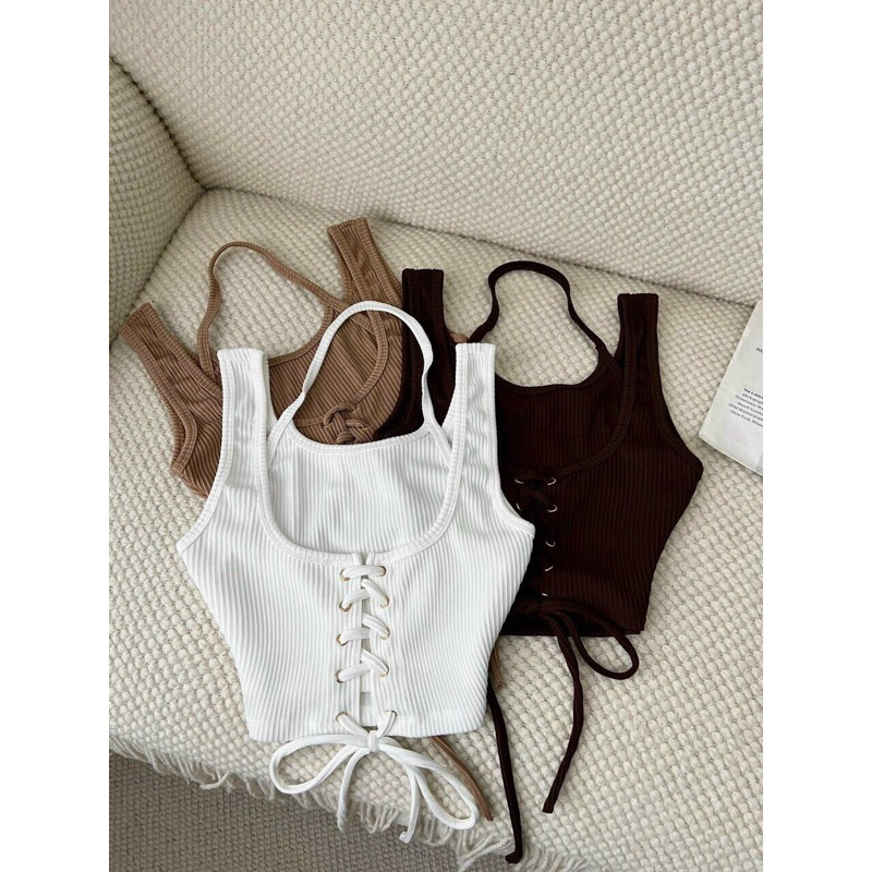 Áo ba lỗ Croptop kiểu dây hở ngực phối khoen sexy A89