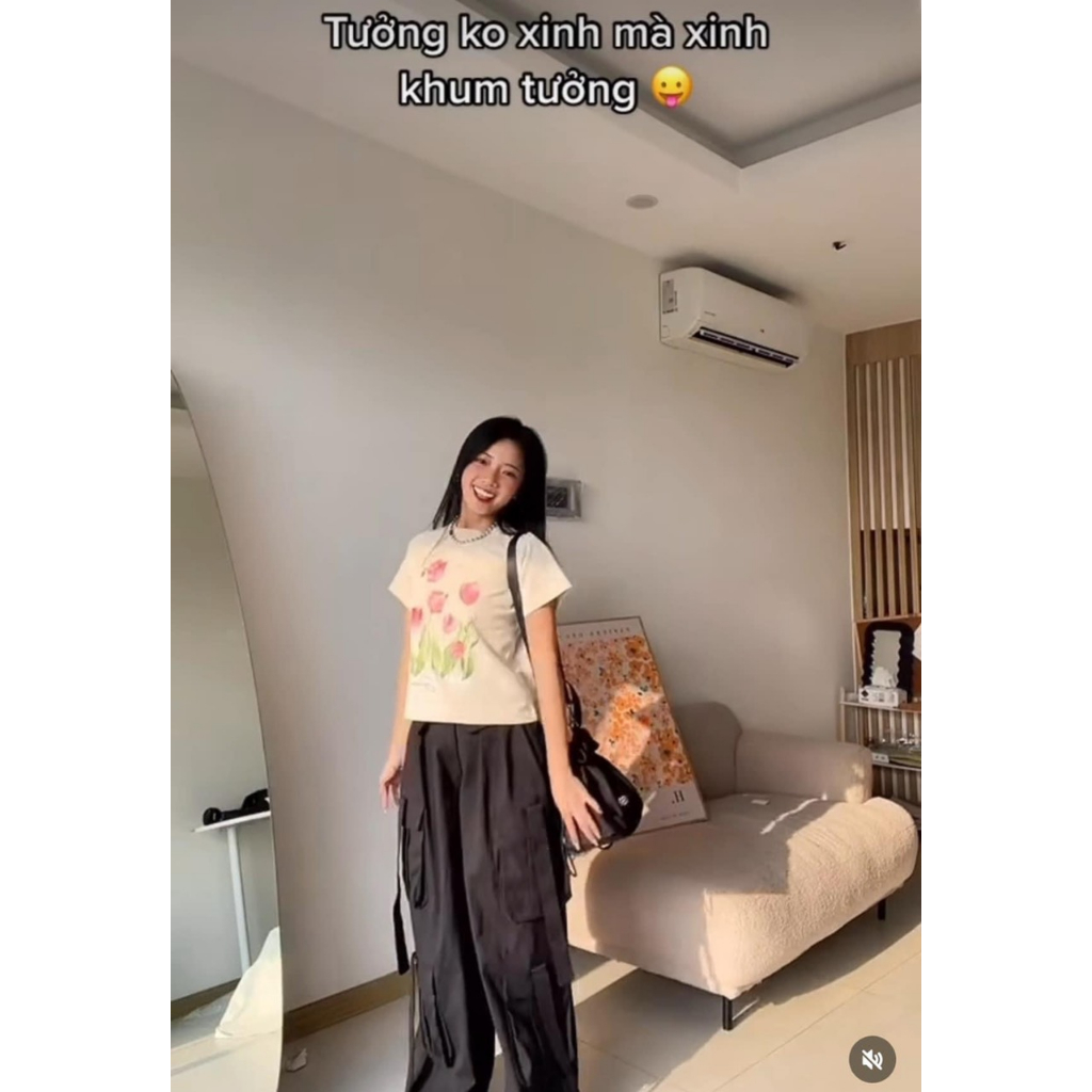 Áo phông babytee áo thun nữ croptop in hình hoa tulip dễ thương cá tính phong cách Hàn quốc siêu hách dáng