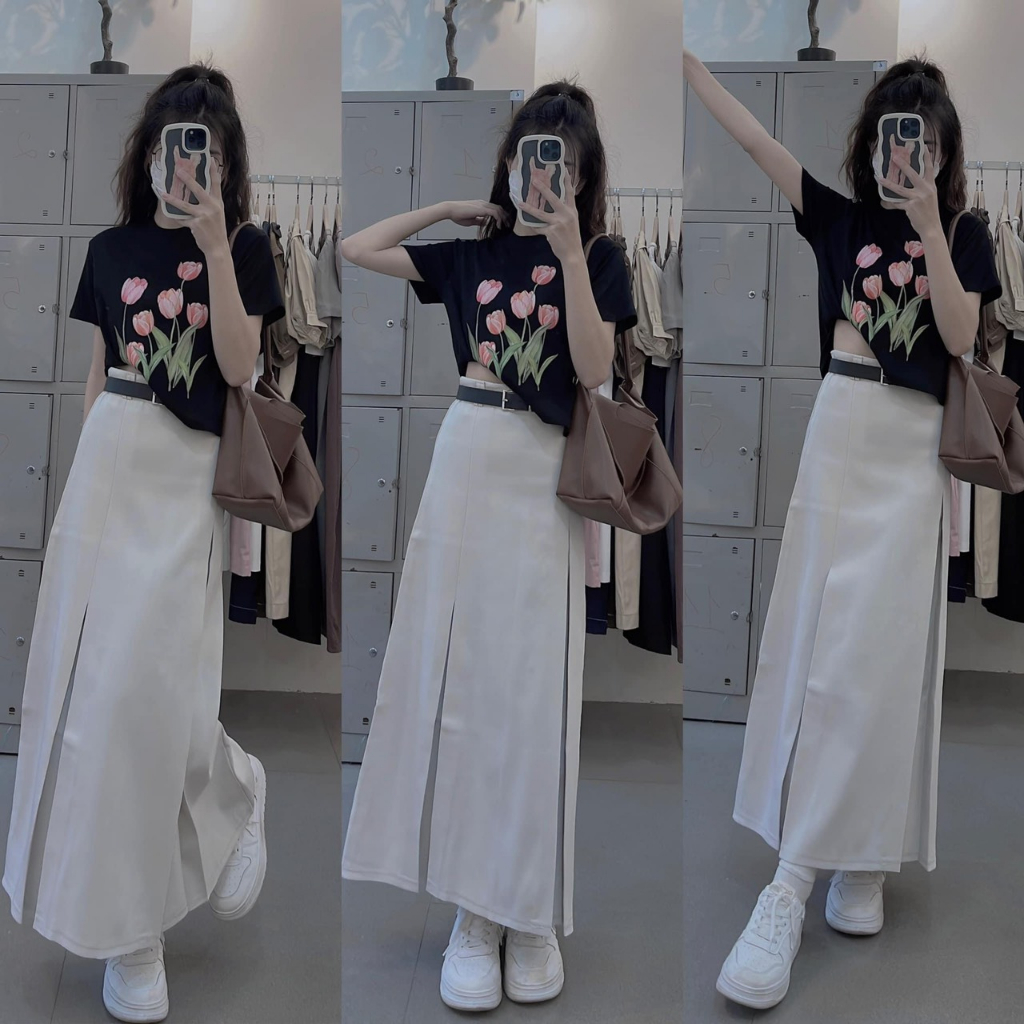 Áo phông babytee áo thun nữ croptop in hình hoa tulip dễ thương cá tính phong cách Hàn quốc siêu hách dáng