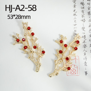 Cành kim loại đúc phối đá nhiều mẫu, nguyên liệu làm trâm cài tóc cổ trang, nguyên liệu diy