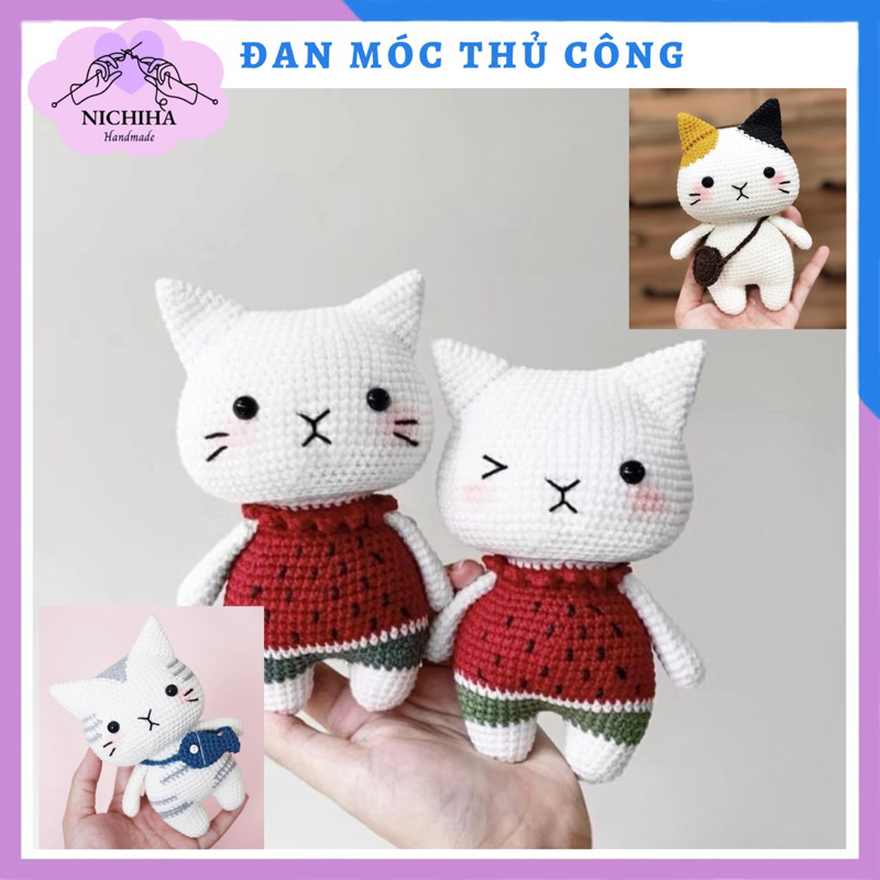 Mèo Chibi chân ngắn (đã móc sẵn) Dùng Làm Quà Tặng Hoặc Trang Trí