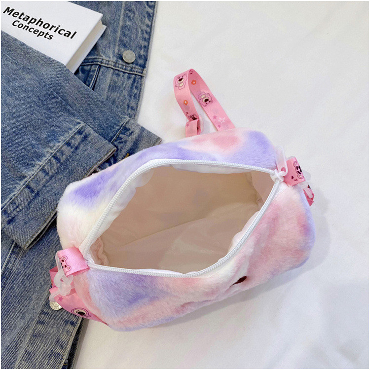 Túi đeo chéo hình trụ vải bông loang màu họa tiết Lotso, Sanrio dễ thương _ TingTing