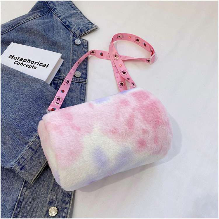 Túi đeo chéo hình trụ vải bông loang màu họa tiết Lotso, Sanrio dễ thương _ TingTing