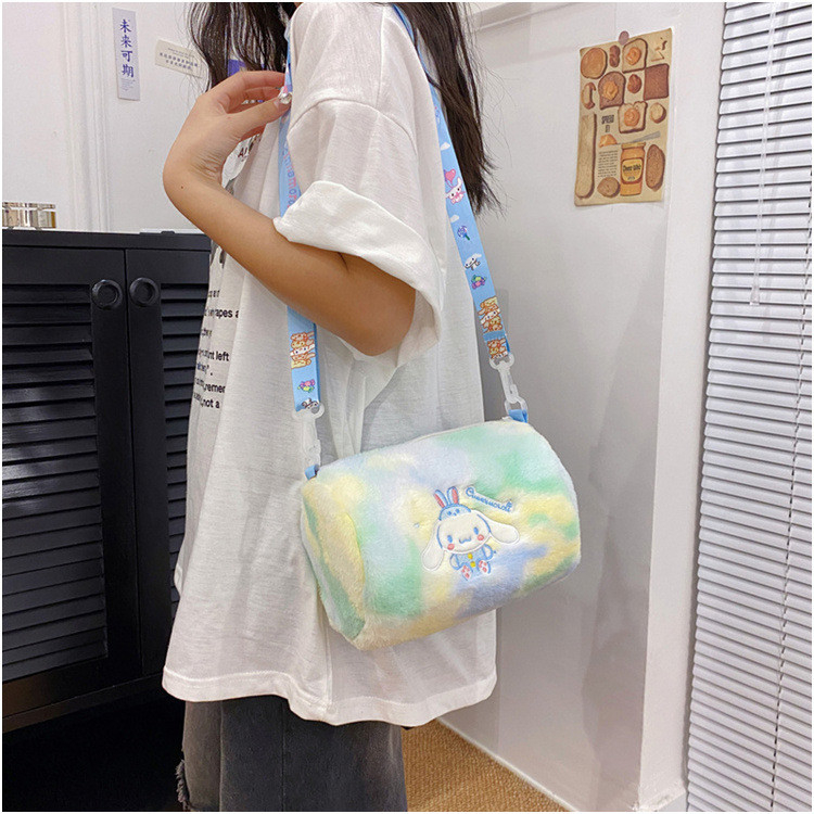 Túi đeo chéo hình trụ vải bông loang màu họa tiết Lotso, Sanrio dễ thương _ TingTing