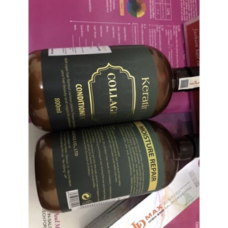 Cặp gội xả BEOKA KERATIN COLLAGEN phục hồi tóc hư tổn chuyên sâu 800ml x 2 chính hãng Mei