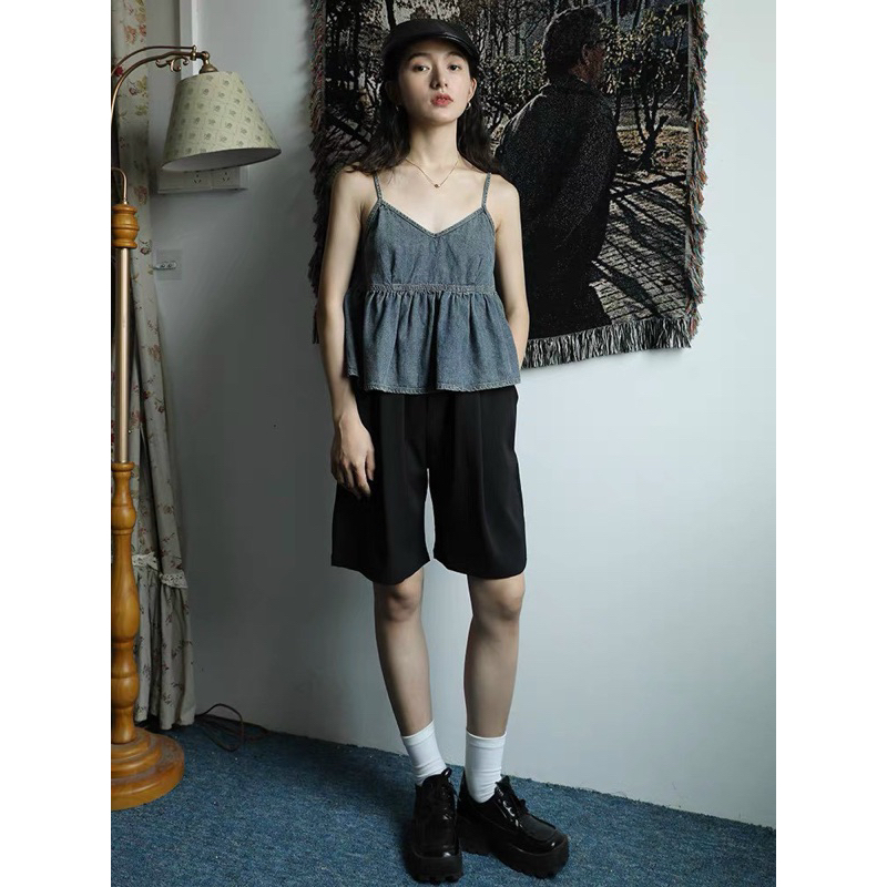 Áo 2 dây babydoll jeans thời trang