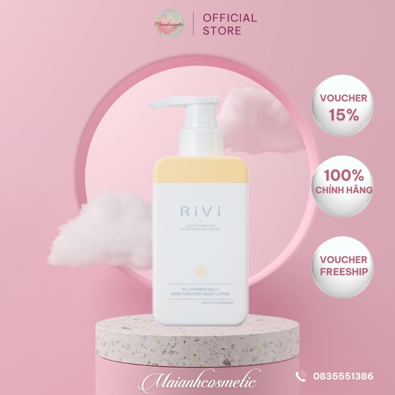 Sữa dưỡng thể Rivi Niacinamide dưỡng ẩm dưỡng trắng đa chiều