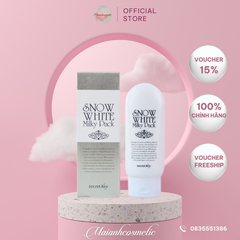Kem dưỡng body Secret Key Snow White Milky Pack 200g trắng sáng da [Hàng công ty ]