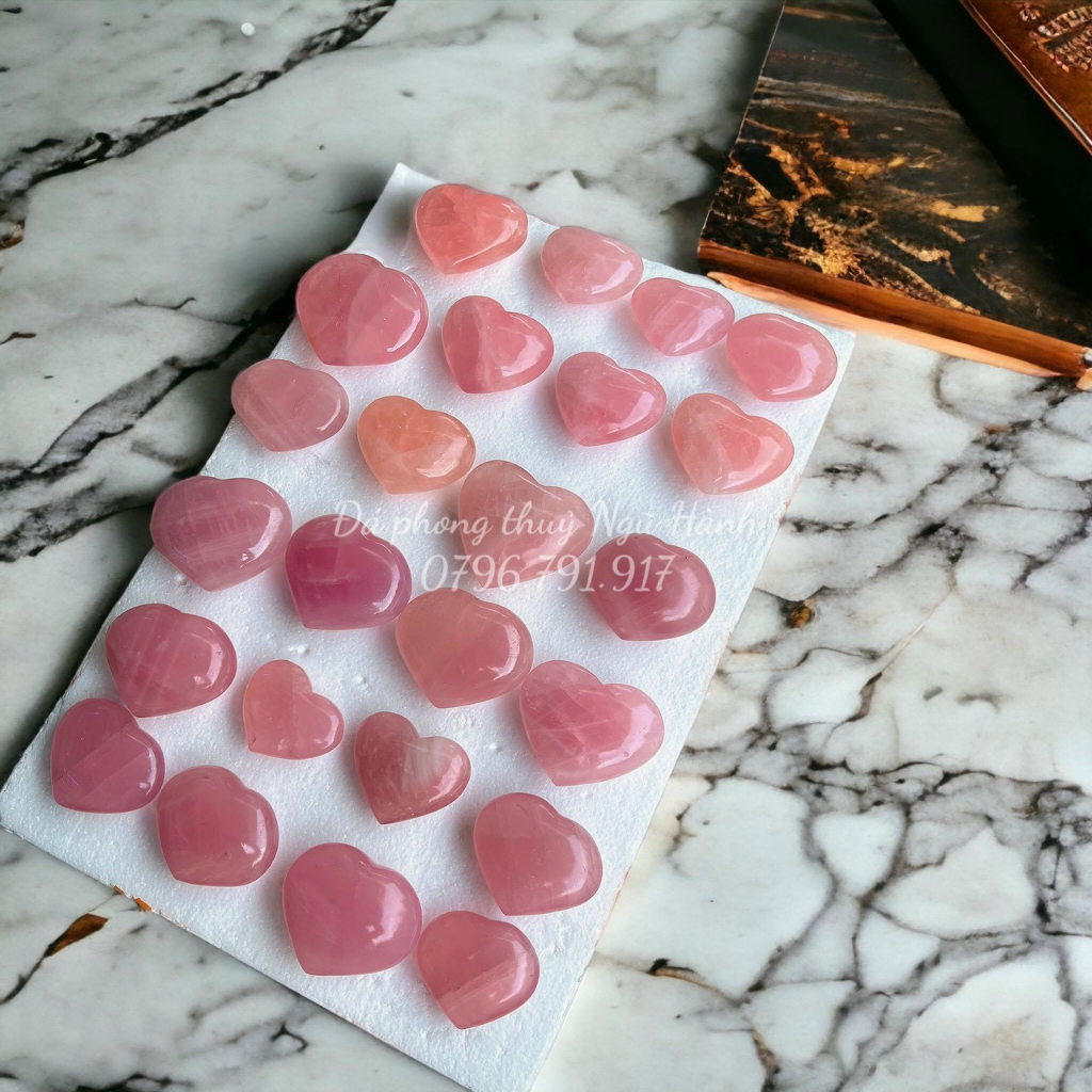 Khối đá hồng hình trái tim hàng thô tự nhiên cực đẹp