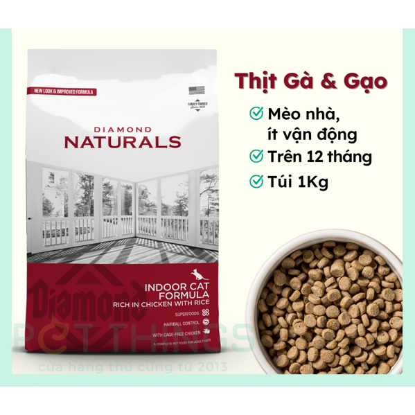 Diamond Naturals 3Kg - Thức Ăn Hạt Cho Mèo Con, Trưởng Thành & Biếng Ăn Từ Hoa Kỳ